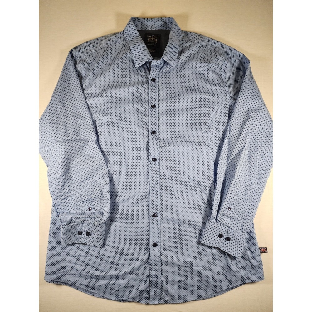 The‎ Savile Row Company Collar Slim Fit Mens Shirt Size XXL Blue Dot Long Sleeve